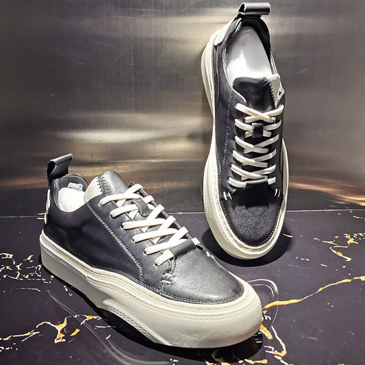 メンズ 春秋 ラウンドトゥ プラットフォーム カジュアル シューズ