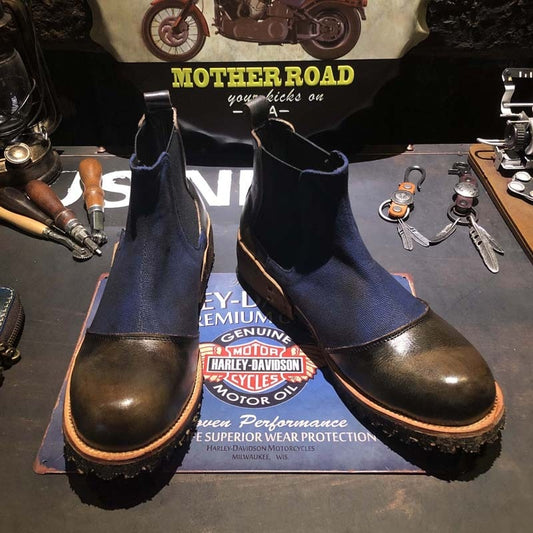 Vintage Mens Patchwork Work Safety Shoes High Top