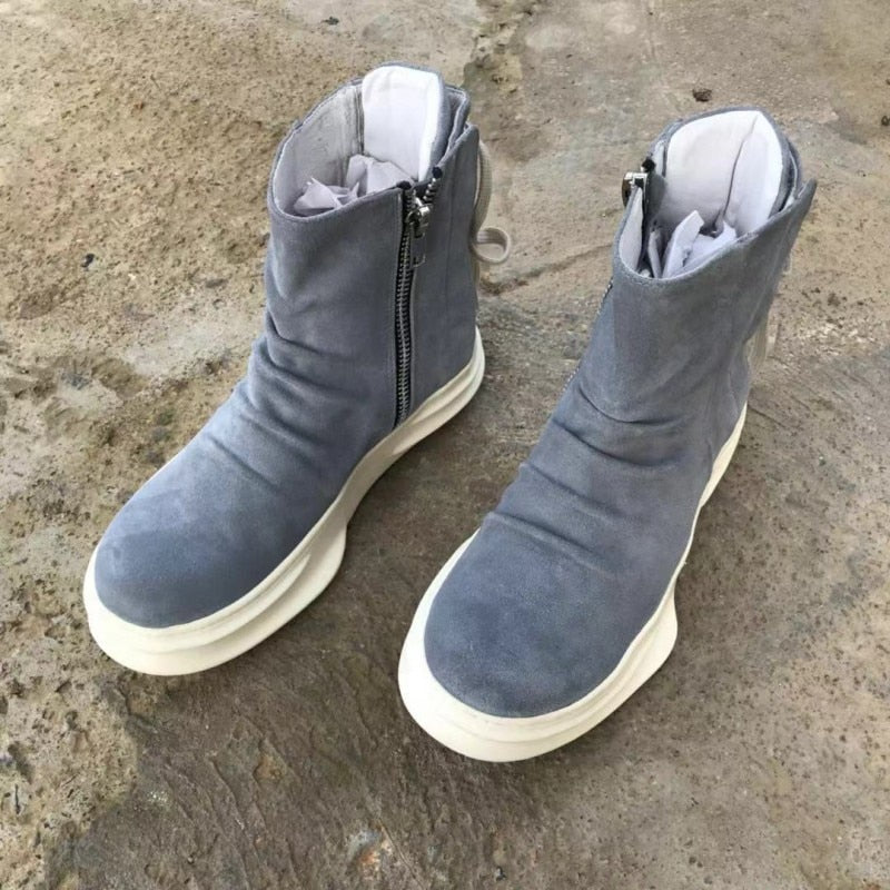 Men's Leather Suede Lace-Up Zipper Ankle Boots - LiveTrendsX made-to-order fit view 4