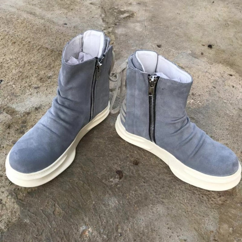 Men's Leather Suede Lace-Up Zipper Ankle Boots - LiveTrendsX made-to-order fit view 5