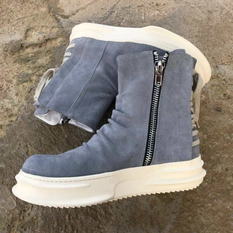 Men's Leather Suede Lace-Up Zipper Ankle Boots - LiveTrendsX made-to-order fit view 6