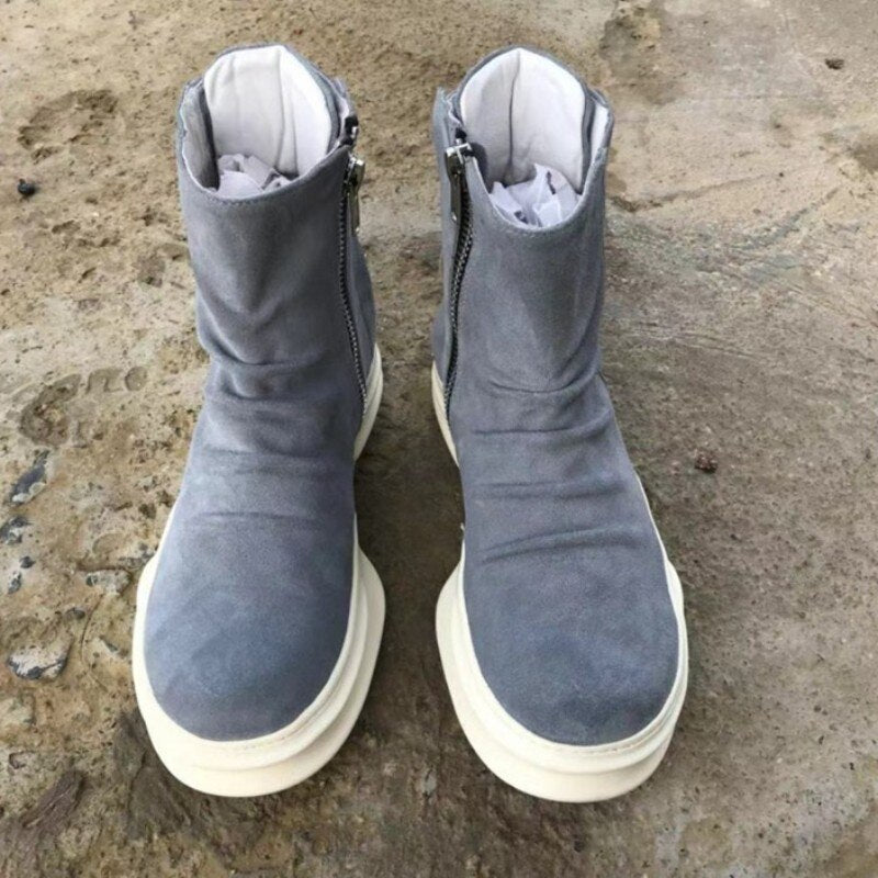 Men's Leather Suede Lace-Up Zipper Ankle Boots - LiveTrendsX made-to-order fit view 3