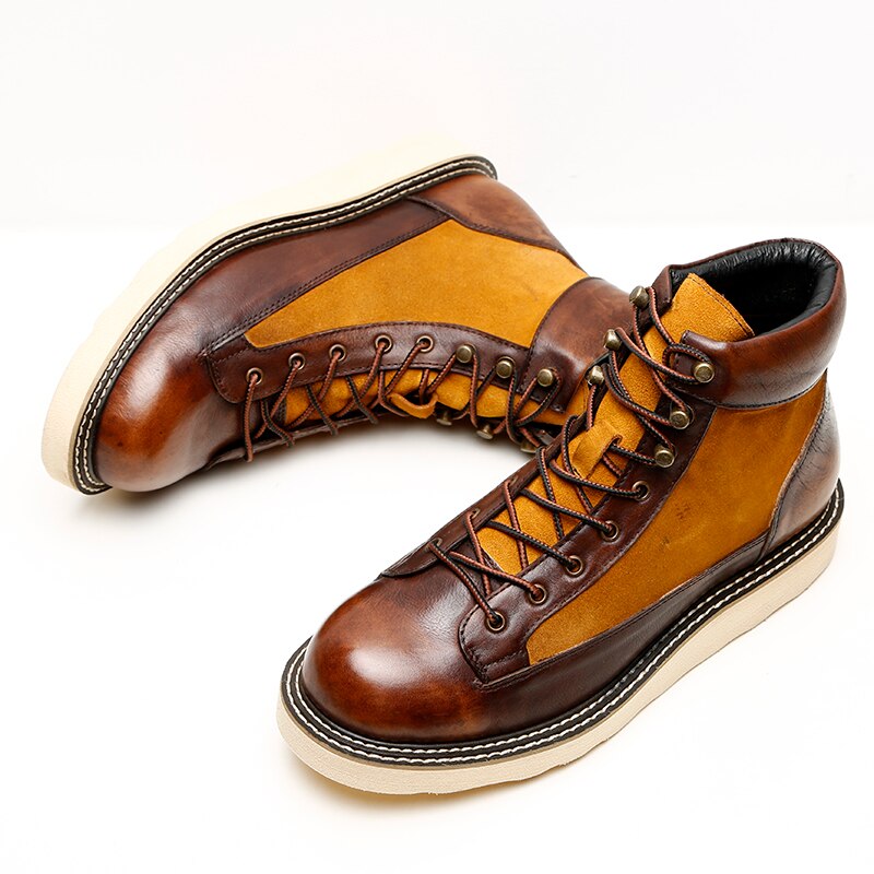 Vintage Safety Genuine Leather Ankle Boots Male