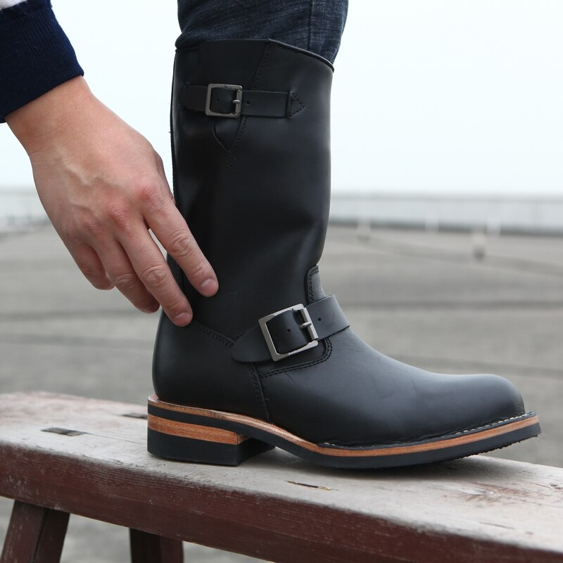 メンズ ワーク 本革 ハイトップブーツ