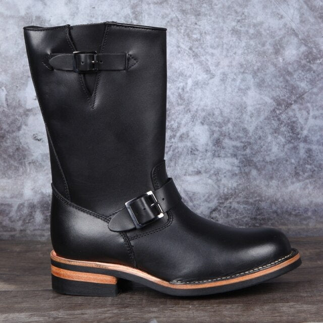 メンズ ワーク 本革 ハイトップブーツ