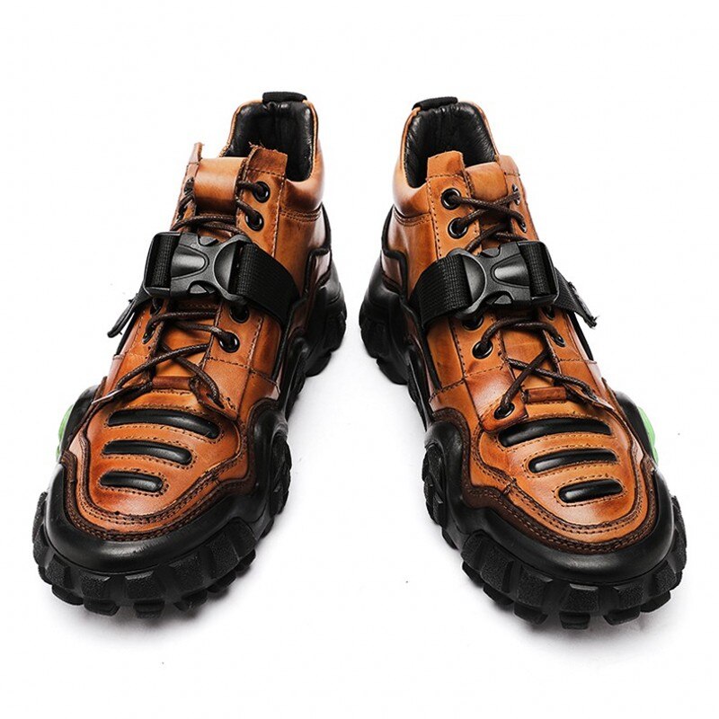 Mens Biker Active Shoes Round Toe Lace Up Breathable