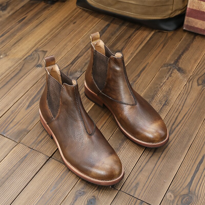 Men Casual Office Genuine Leather Cowhide Ankle Boots