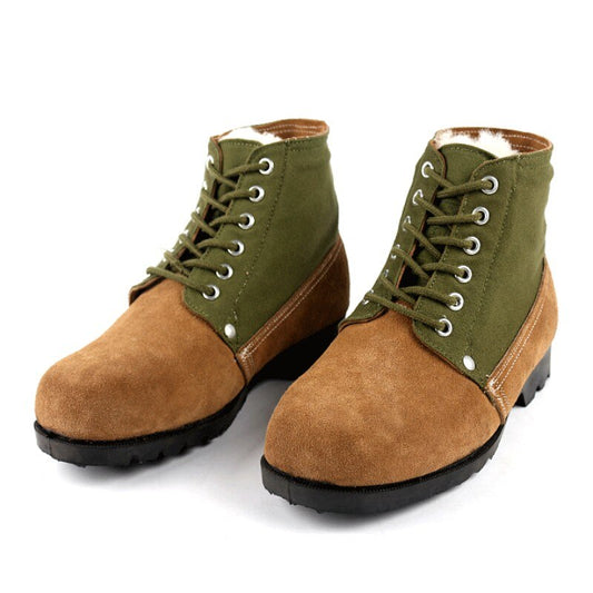 メンズ 厚手 暖かい ウール ライニング アンクルブーツ ヴィンテージ ミックスカラー