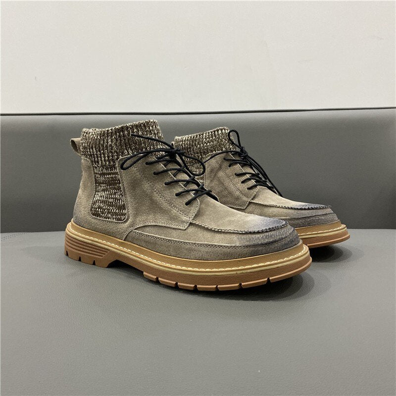 Men's Leather Lace-Up Thick Sole Ankle Boots - LiveTrendsX made-to-order fit view 9