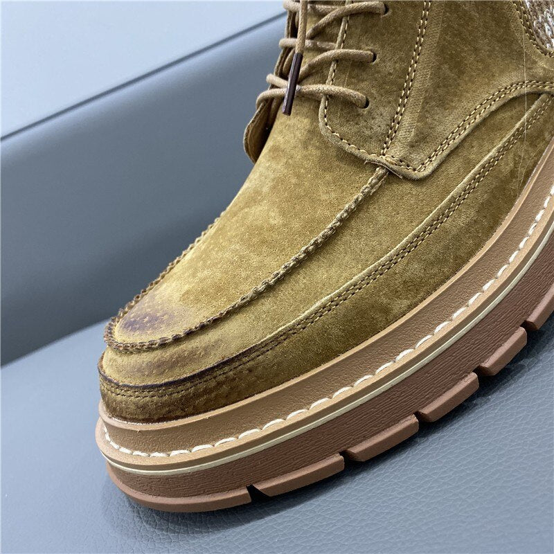 Men's Leather Lace-Up Thick Sole Ankle Boots - LiveTrendsX made-to-order fit view 7