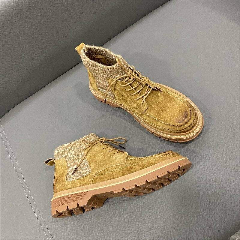 Men's Leather Lace-Up Thick Sole Ankle Boots - LiveTrendsX made-to-order fit view 8