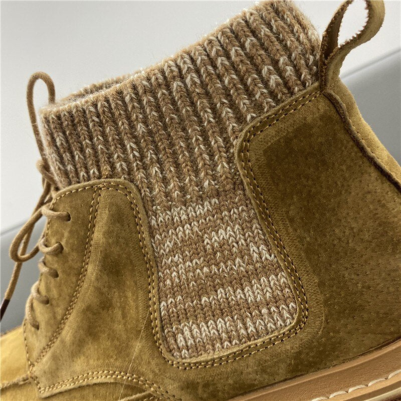 Men's Leather Lace-Up Thick Sole Ankle Boots - LiveTrendsX made-to-order fit view 3