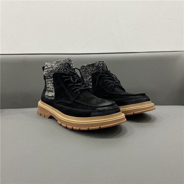 Men's Leather Lace-Up Thick Sole Ankle Boots - LiveTrendsX made-to-order fit view 11