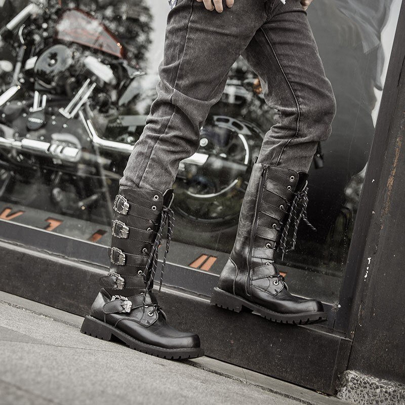 メンズ ニューイングランドスタイル ツーリングブーツ ハイトップ ラウンドトゥ