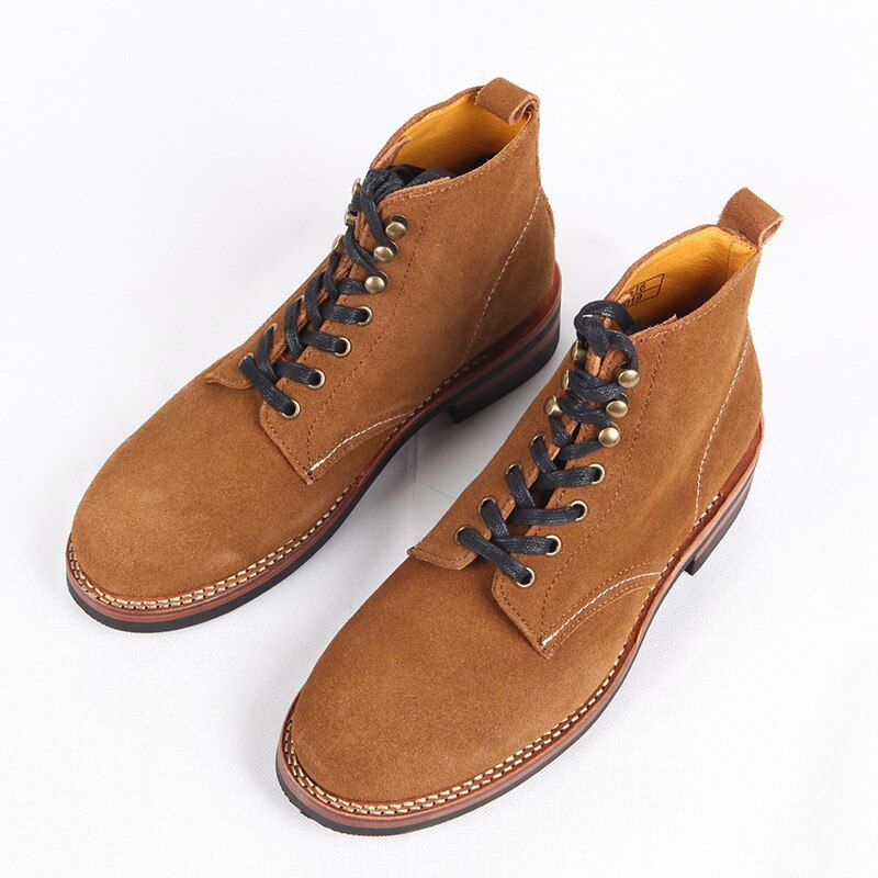 Men British Style Lace Up Cowboy Cow Suede Work Boots