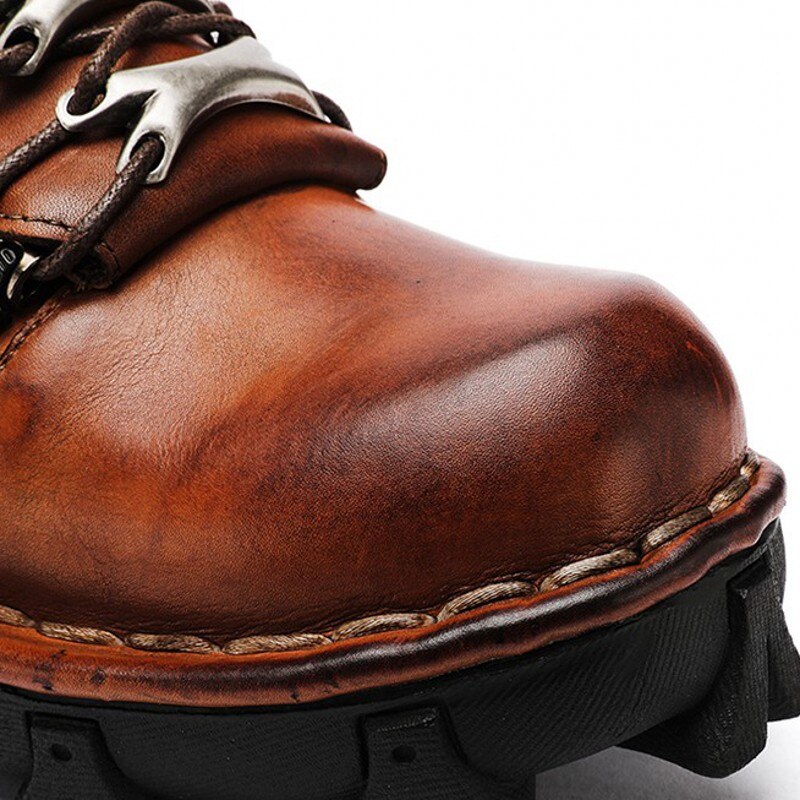 Mens Thick Bottom Lace Up Height Increasing Vintage Warm Ankle Boots