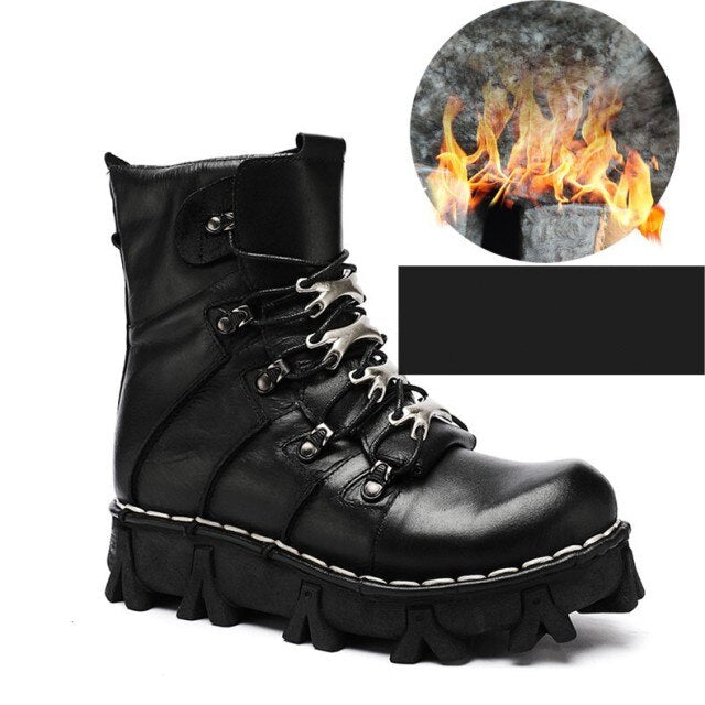 Mens Thick Bottom Lace Up Height Increasing Vintage Warm Ankle Boots