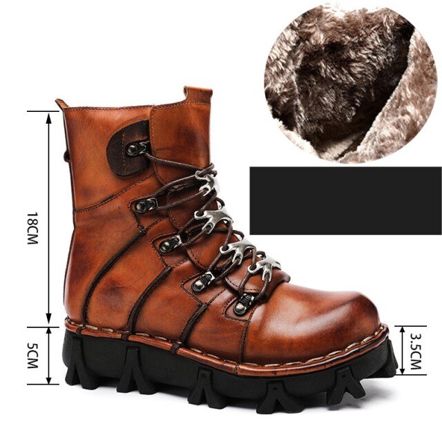 Mens Thick Bottom Lace Up Height Increasing Vintage Warm Ankle Boots