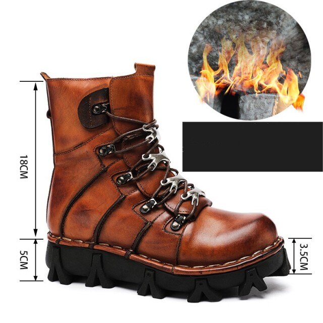 Mens Thick Bottom Lace Up Height Increasing Vintage Warm Ankle Boots