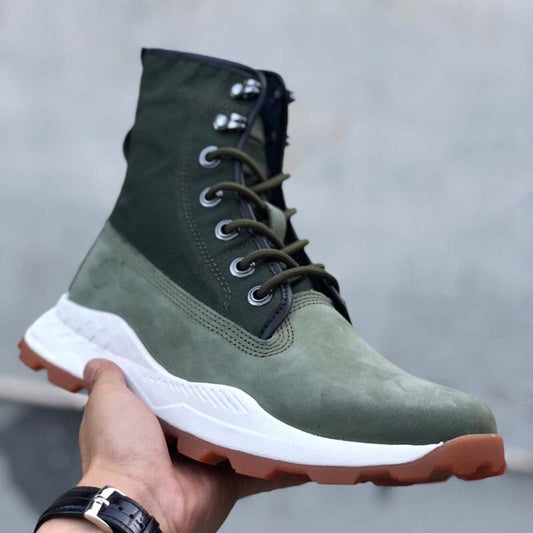 Men England Style Lace Up Patchwork Real Leather Boots