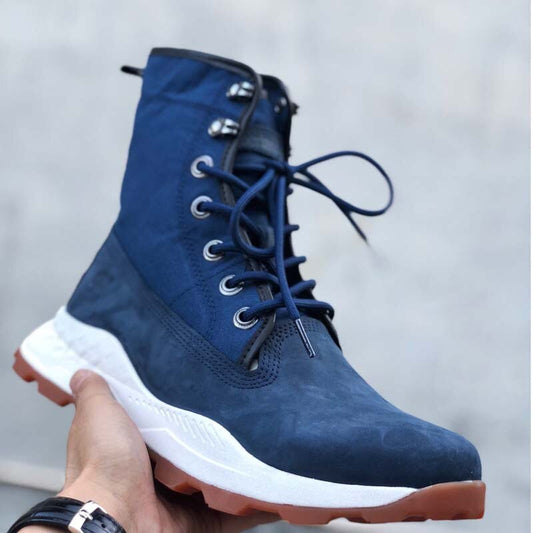 Men England Style Lace Up Patchwork Real Leather Boots