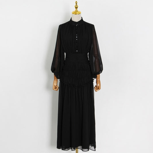 フリルトリム フォールドプリーツ スリム 夏服 女性用