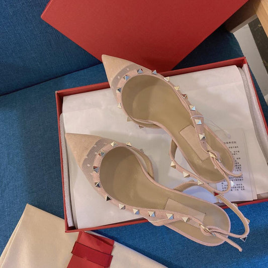 Women Rivet High Thin Heels Pointed Toes Sandals