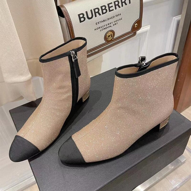 Women Mixed Colors Square Heels Chelsea Boots New Design