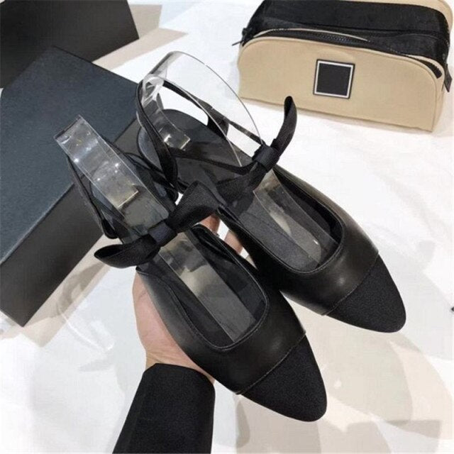 Women flat shoes genuine leather Ankle Bow-knot flats