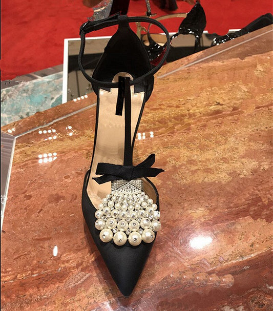 Woman String Bead Designer Pumps Butterfly-knot Sandal