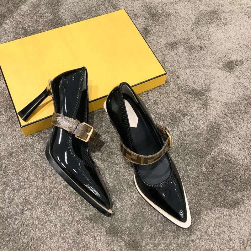 Black Patent Leather Women Pumps Sexy Pointy Toe High Heels