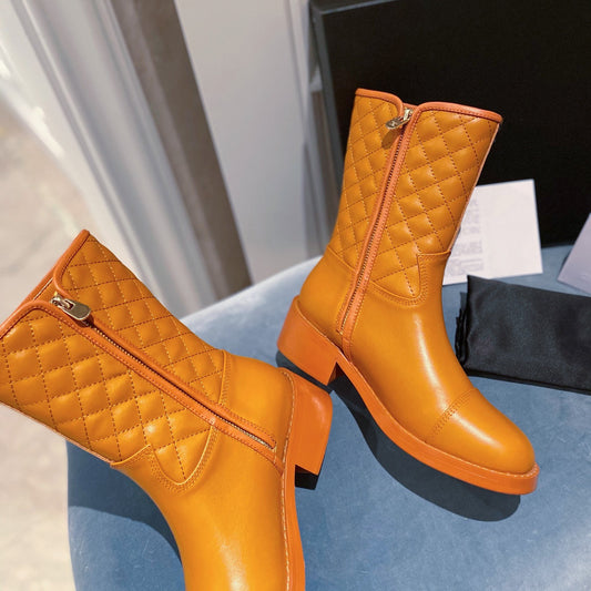 ファッションダイヤモンド柄ミドルブーツ高品質