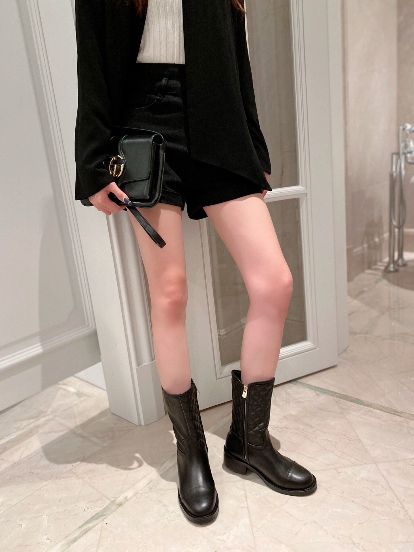 Fashion Diamond Pattern Mid-Calf Boots High Quality