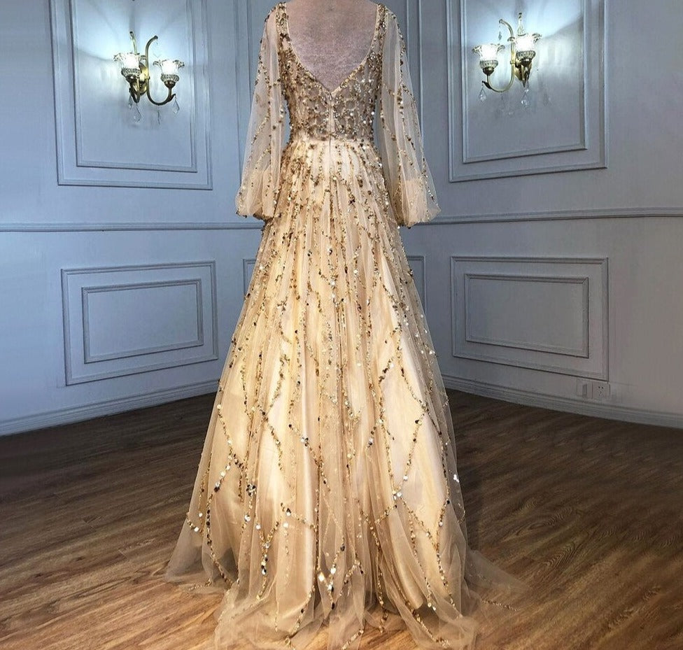 イブニングドレス ガウン Aライン ビーズ セクシー フォーマル 女性