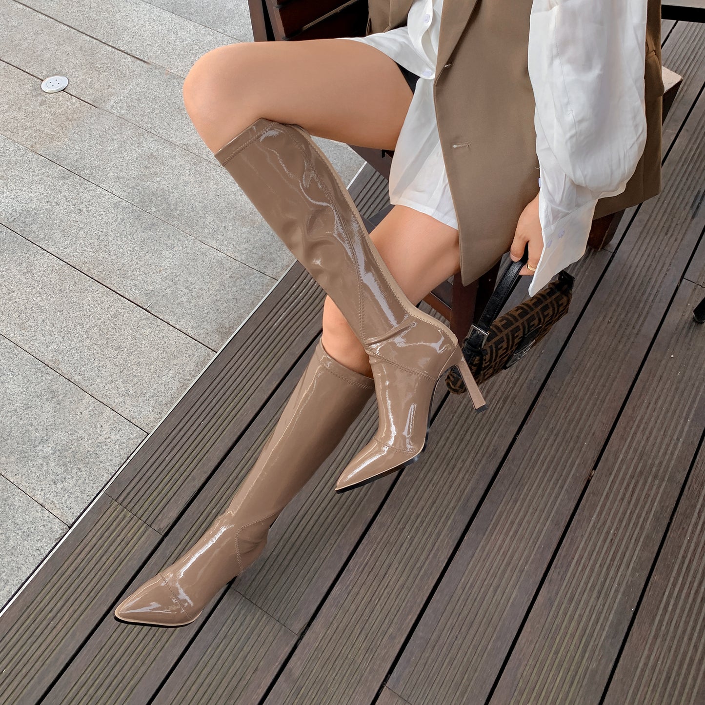 Women Knee High Boots Genuine Leather