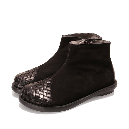 New Woven Design Female Low Cut Booties Lady Vintage Snow Shoes