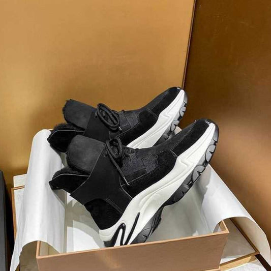 Women Real Leather Shoes Thick Heel Ankle Boots