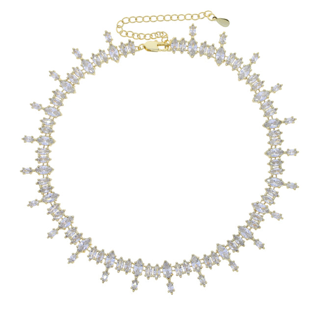 Oval Shape Cubic Zirconia Multi Layers Jewelry