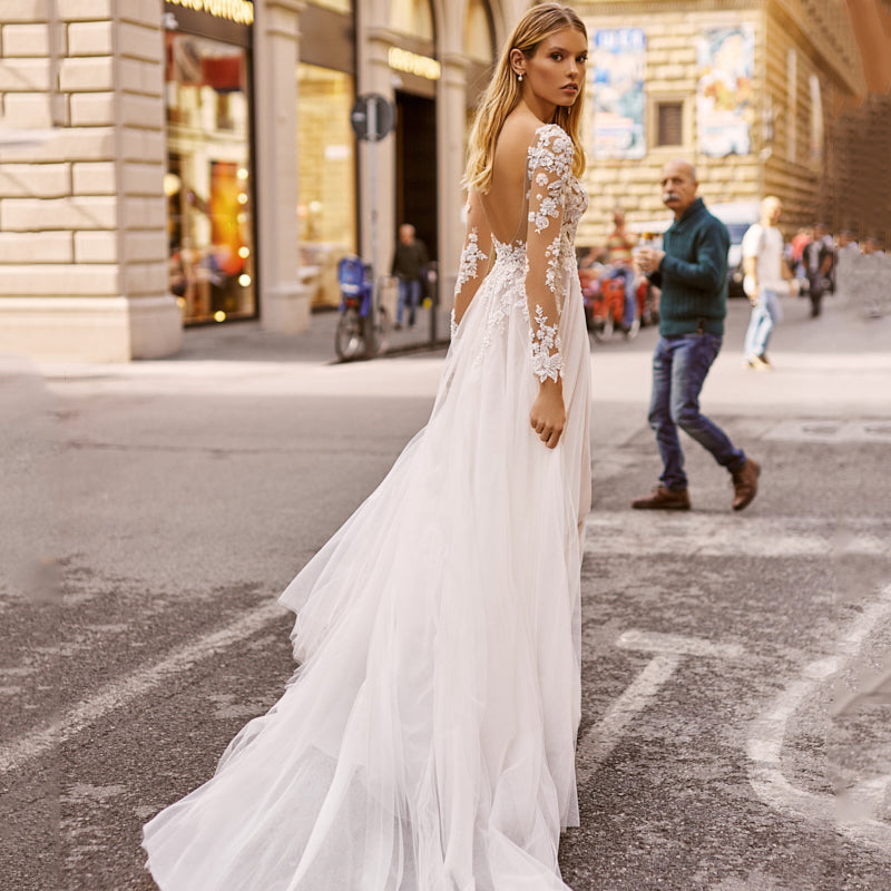 Sexy Side Slit Lace Vintage Wedding Dresses LiveTrendsX Sexy Side Slit Lace Vintage Wedding Dresses LiveTrendsX