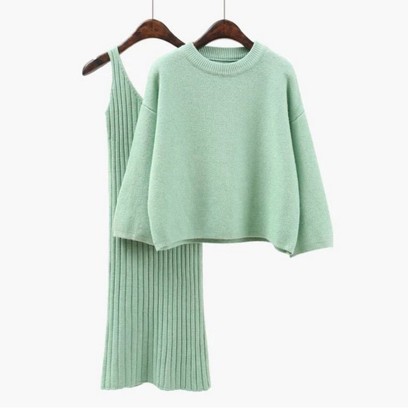 Sweater Woman Knit Top+High Waist Knitting Sling 2022 Spring