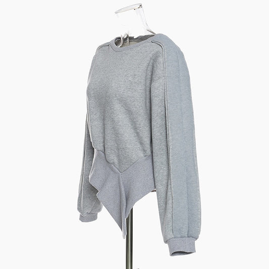 Irregular Hem Zipper Sweatshirt Women Loose Tide