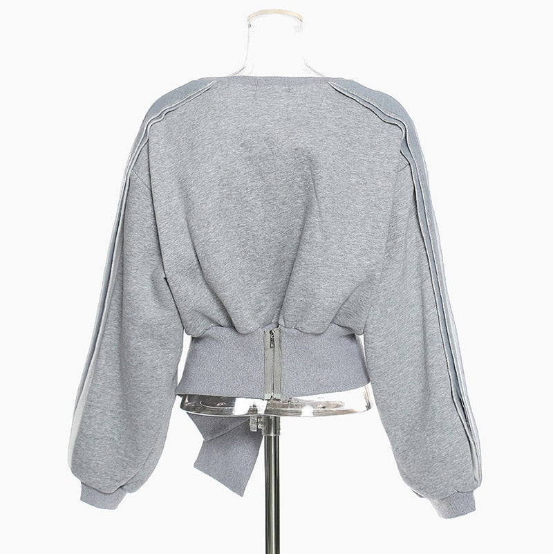 Irregular Hem Zipper Sweatshirt Women Loose Tide
