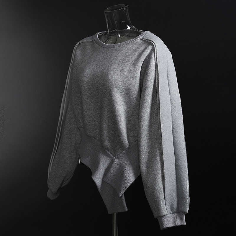 Irregular Hem Zipper Sweatshirt Women Loose Tide