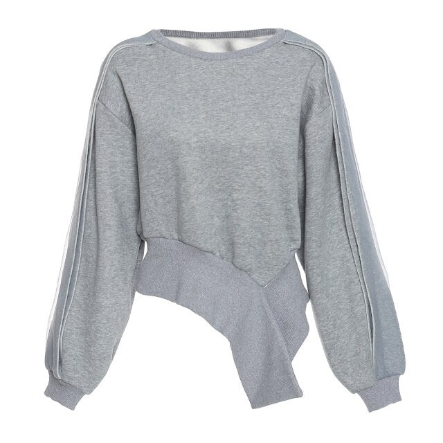 Irregular Hem Zipper Sweatshirt Women Loose Tide