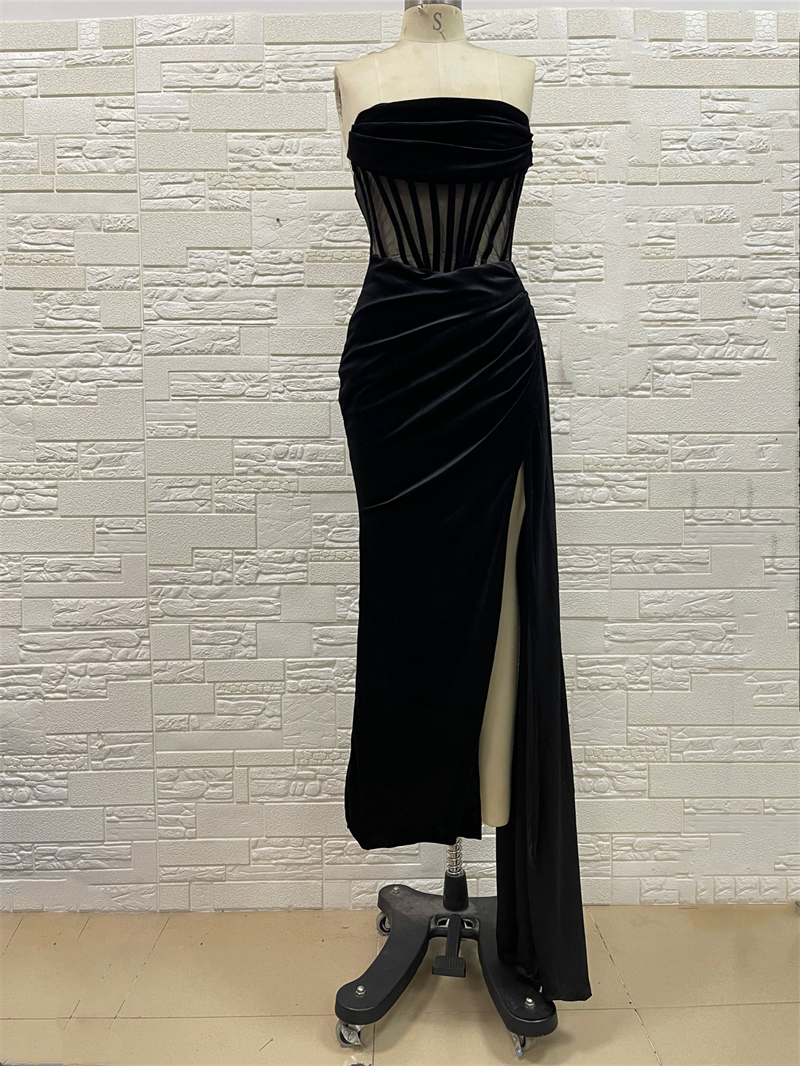 Sexy Off-the-shoulder Velvet Long Lady Vintage Elegant Party Dress