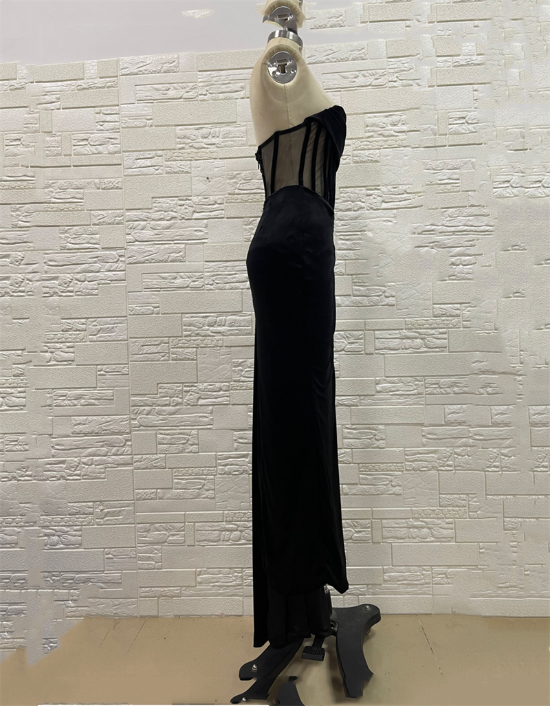 Sexy Off-the-shoulder Velvet Long Lady Vintage Elegant Party Dress