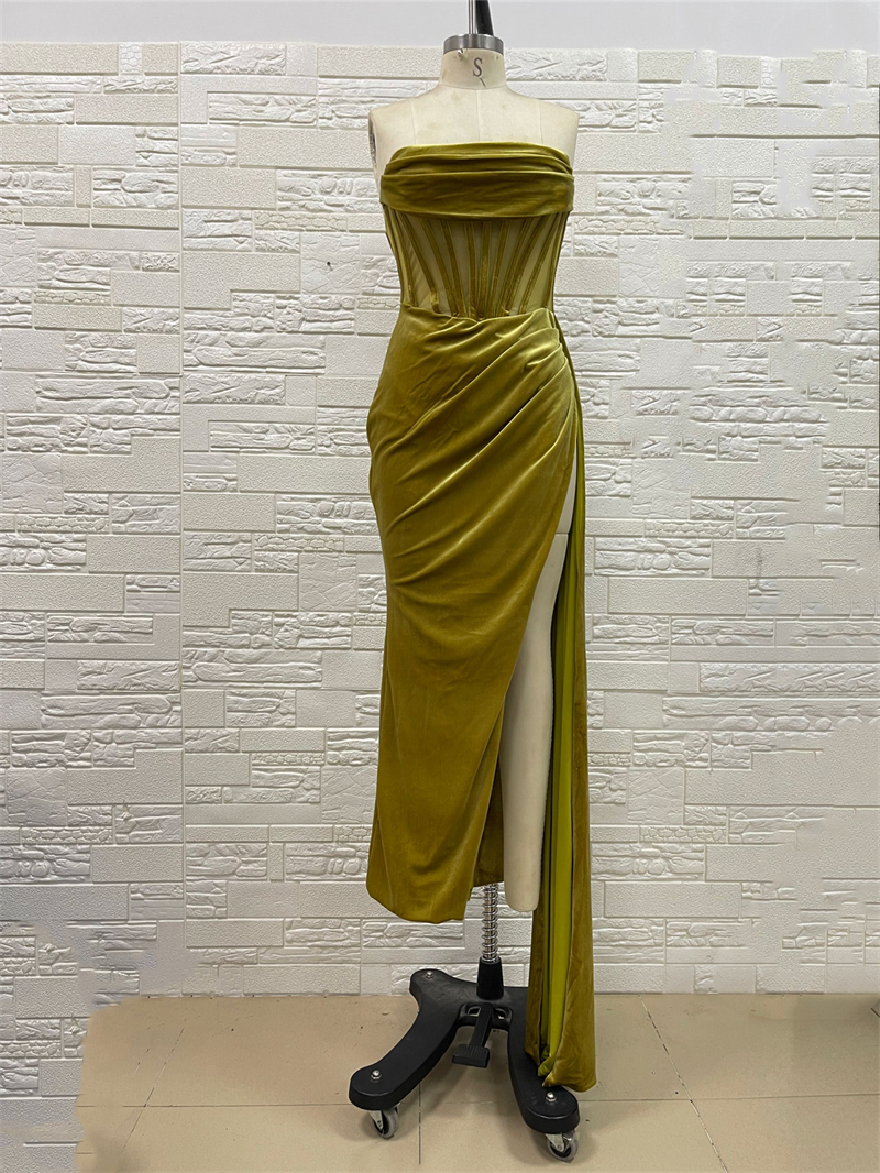 Sexy Off-the-shoulder Velvet Long Lady Vintage Elegant Party Dress