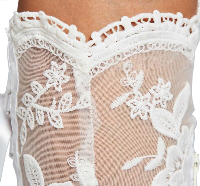 Women Romantic Floral Lace Ribbons Bandage Over Knee Boots