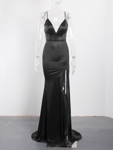 セクシーなエメラルドグリーンのバックレスマーメイドウェディングドレス、ディープVのイブニングドレス