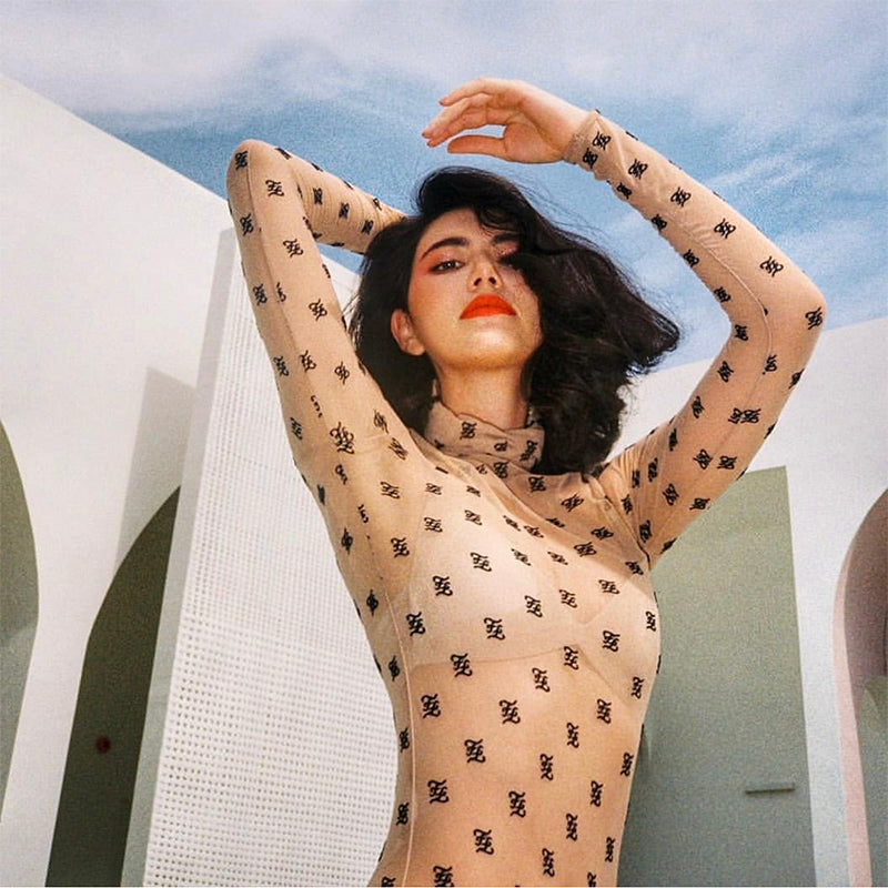 Brand Runway Fashion 2022 Spring Women Mesh Bodysuits Sexy Transparent